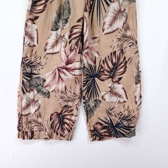 Elie Tahari 100% Linen Cropped Wide Leg Pants Size Small Tropical Beige - Picture 10 of 13